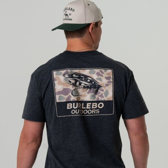 BURLEBO Camo Big Fly Short Sleeve in Heather Black - Picture 2 of 4